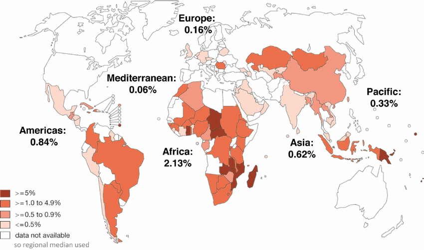 Global syphilis infection rates map